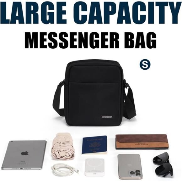 Water Resistant Messenger Bag for Men Crossbody Shoulder Bag Business Office Tra - Picture 3 of 7